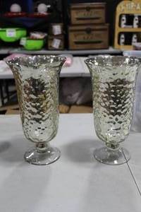 lot 829 image: Lot of (2) Z Gallerie Glass Vase Antique Silver 7Dx13H (in box)