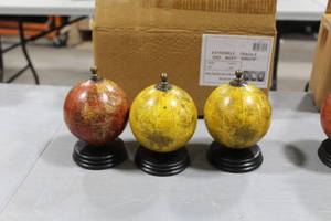 lot 835 image: Lot of (3) Antique Finish Mini Globe on Wood Base 4Dx5H (in box)