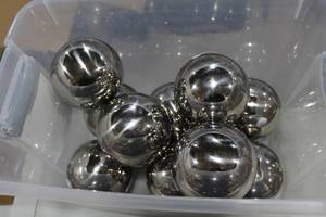 lot 839 image: Lot of (10) Ball Dcor Silver  4-12D (in plastic bin)