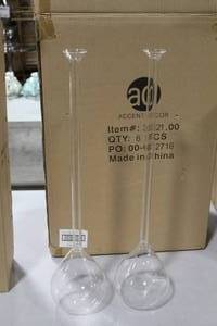 lot 787 image: Lot of (2) Accent Dcor Glass Vase Clear  4-12Dx21H (in box)