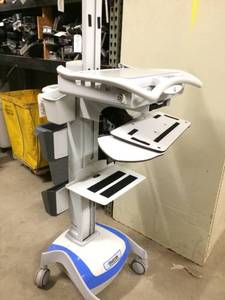 WOW MSRP $4500 Medical Grade Mobile Laptop Stand UpSit&nbspComputer Workstation Height Adjustable Platform Medical COW Cart With Extras - Electronics Not Included - Storage Area Locked - No Key Can be bought online for $5.00