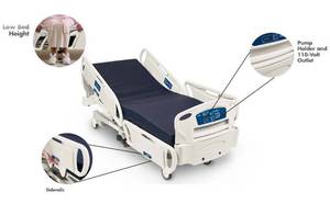 lot 12 image: MSRP $18,000 STRYKER SLEEK GO-BED FL28EX MEDSURG HOSPITAL BED 500LB CAPACITY WZONE EXIT ALARM & DIGITAL SCALE ALSO INCLUDES FREE MATTRESS & PLUGS INTO REGULAR HOME LIGHT SOCKET - PLEASE SEE PDF