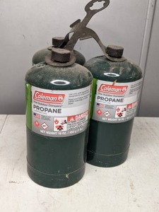 lot 86 image: Three 16 Oz. Coleman Propane Canisters
