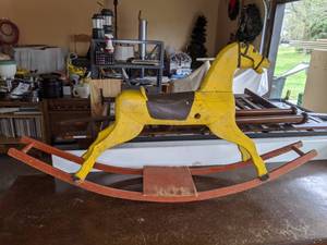 lot 307 image: Antique Wood Rocking Horse