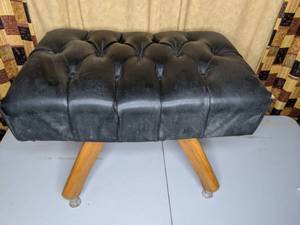 lot 254 image: Vintage Black Vinyl Footstool