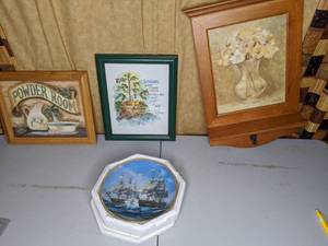 lot 255 image: Framed Wall Decor & USS Constitution Plate