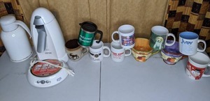 lot 262 image: One Cup Coffee Maker, Thermos, & Coffee Cups