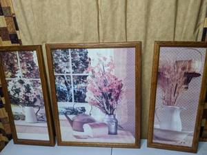 lot 241 image: Framed Farmhouse Kitchen Triptych