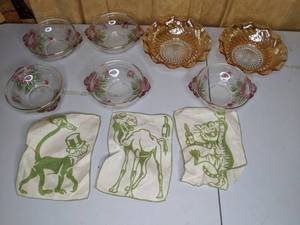 lot 207 image: Antique Napkins and Bowl