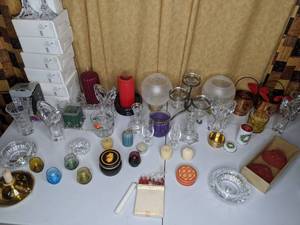 lot 211 image: Large Candle and Candle Holder Lot