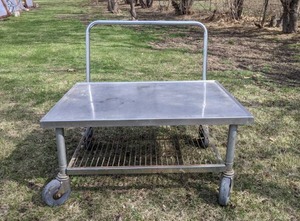lot 64 image: Two Tier Utility Cart with Stainless Steel Top