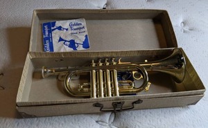 lot 179 image: Vintage 1950s Emenee Industries Toy Golden Trumpet & Songbook