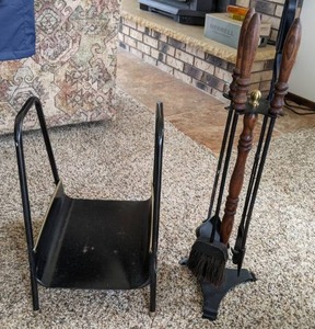 lot 184 image: Log Holder & Fireplace Accessories