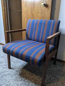 lot 164 image: Midcentury Wood Framed Upholstered Armchair