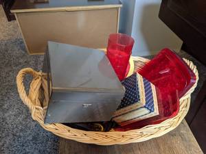 lot 167 image: Wicker Basket of Misfit Items