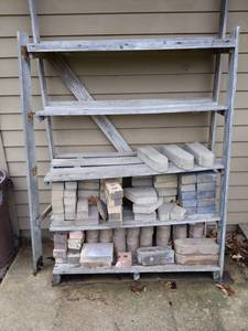 lot 399 image: Weathered Wood Shelf & Pavers