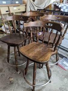 lot 345 image: Set of Four Colonial Swivel Bar Stools