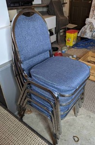 lot 362 image: Four Stackable Chairs with Fabric Seats