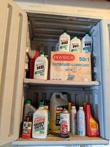lot 371 image: Contents of Cupboard  Motor Oil & Lubricant