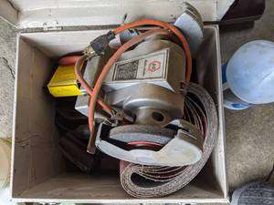 lot 383 image: Vintage Black & Decker Belt Sander w Accessories and Carrying Case