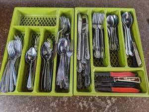 lot 316 image: Drawer Organizers with Silverware