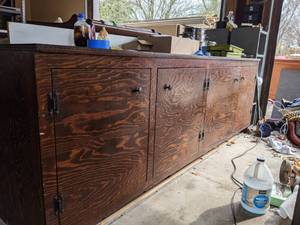 lot 319 image: Stunning 8 Ft. Solid Wood Vintage Storage Cabinet