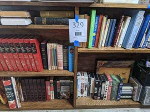 lot 329 image: Bookshelf and Contents Vintage Books, VHS Tapes