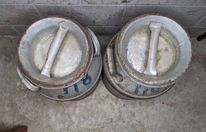 lot 403 image: Pair of Vintage Metal Milk Cans
