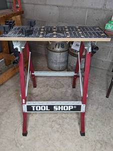 lot 404 image: Tool Shop Folding Clamp Workbench with Movable Pegs