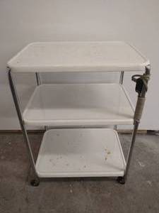 White Metal Kitchen Rolling Cart