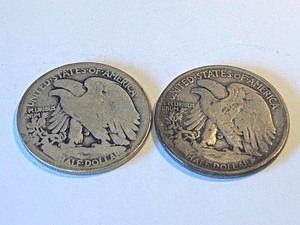 Two 1917 Walking Liberty Half Dollars
