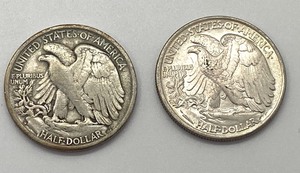 Two 1943 Walking Liberty Half Dollars