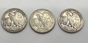 Three 1942 Walking Liberty Half Dollars