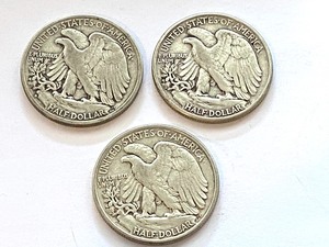 1943, 1944 and 1945 Walking Liberty Half Dollar Coins