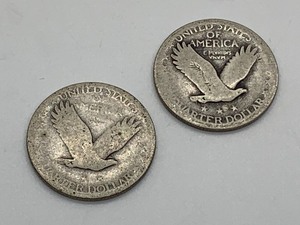 Two Standing Liberty Quarters