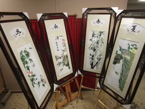 CHINESE SILK EMBROIDERY ART, WINTER, SPRING, SUMMER, FALL, FRAMED - NEW