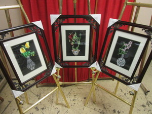 ASIAN SILK EMBROIDERY ART, FRAMED - NEW