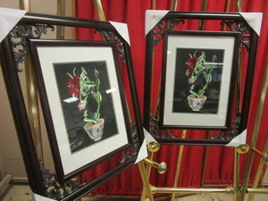 ASIAN SILK EMBROIDERY ART, FRAMED - NEW