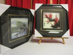 ASIAN SILK EMBROIDERY ART, FRAMED - NEW