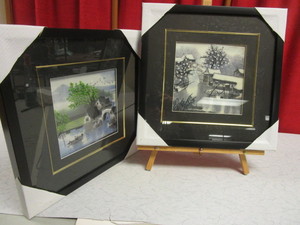 ASIAN SILK EMBROIDERY ART, FRAMED-NEW