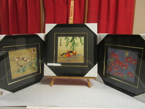 ASIAN SILK EMBROIDERY ART, FRAMED - NEW