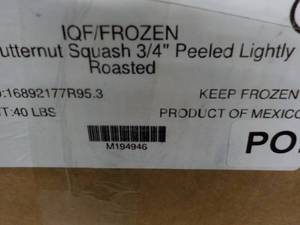 lot 57 image: 40 lb. Box Frozen Butternut Squash ...