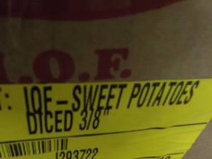 lot 63 image: 19 lb. Box Frozen Diced Sweet Potat...