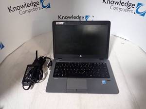 lot 9 image: HP&nbspEliteBook 840 G1&nbspIntel(R) Core(TM) i5-4300U CPU  1.90GHz  8Gb DDR3L  128GB 2.5 SATA HD  14.0 1366 x 768 Resolution Anti-glare LED backlit LCD (Includes OS)(includes power cable)