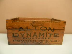 lot 2 image: VINTAGE ALTON DYNAMITE BOX WOOD - NICE - AWESOME COLLECTIBLE - APPROX 19W 8H 12D - SEE PICTURES