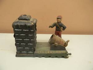 lot 47 image: VINTAGE CAST IRON MECHANICAL BANKS ARTILLERY - VERY COOL PIECE - NICE - SEE PICTURES