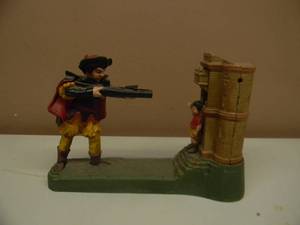 lot 49 image: VINTAGE CAST IRON MECHANICAL BANKS WILLIAM TELL - VERY COOL PIECE - NICE - SEE PICTURES