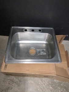 ELKAY PERGOLA DROP-IN STAINLESS STEEL 25 IN. 4-HOLE SINGLE BOWL KITCHEN SINK. SEE PICTURES