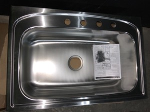 ELKAY PERGOLA DROP-IN STAINLESS STEEL 33IN. 4-HOLE SINGLE BOWL KITCHEN SINK. SEE PICTURES