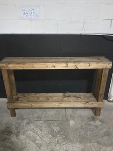 DEL HUTSON DESIGNS 59 IN. DARK WALNUT STANDARD RECTANGLE WOOD CONSOLE TABLE WITH STORAGE. SEE PICTURES